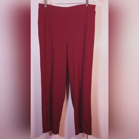 Eloquii Maroon Straight Leg Trouser Size 16 Front Slit Pants Office Date Preppy - Picture 10 of 10